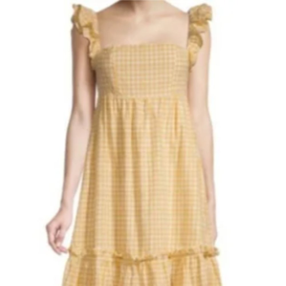 Yellow Gingham Caara Midi Dress